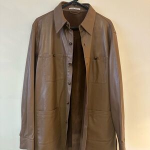 Luciano Barbera NWOT Mens Large Brown Leather Jacket (Large - Size 52)